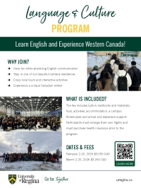 【Short-Term Program】University of Regina (Canada) Language and Culture Programs Winter 2026