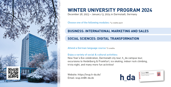 【Short-Term Program】Winter University 2024 @ h_da: Int. Marketing and Sales &amp; Digital Transformation