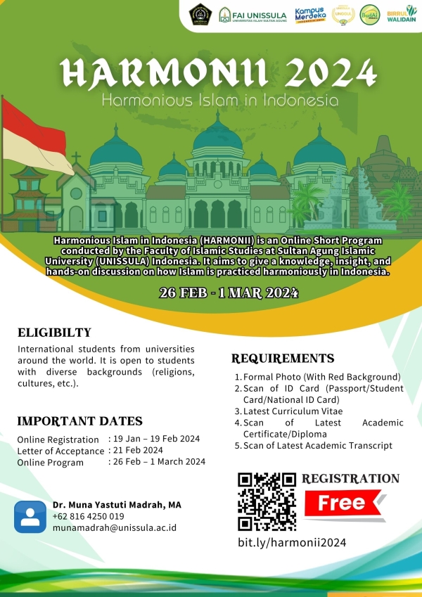【Short-Term Program】Harmonious Islam in Indonesia (HARMONII) Short Program 2024