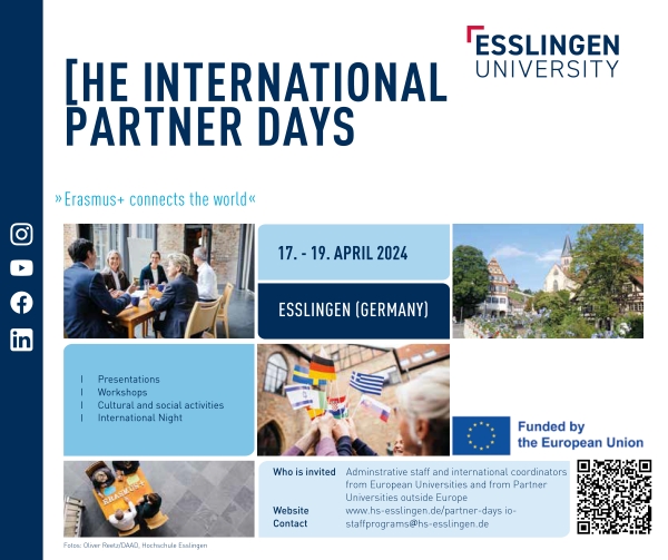 【轉知】德國姊妹校Esslingen University of Applied Sciences埃斯林根應用科技大學Partner Days