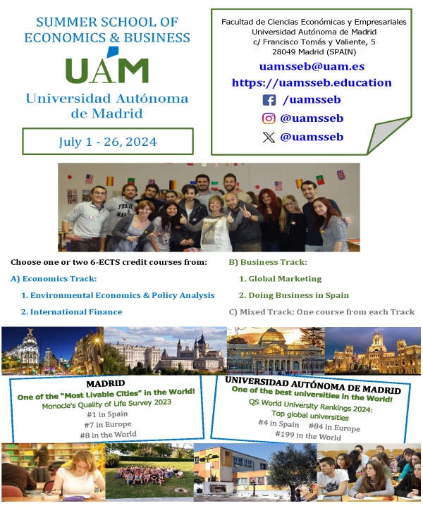 【短期課程】UAM 2024 Summer School-Economics and Business + Tourism