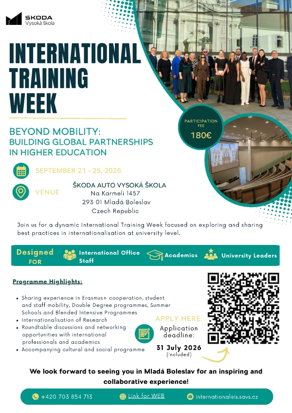 【教師國際交流】捷克SAU-International Training Week "Beyond Mobility: Building Global Partnerships in Higher Education"