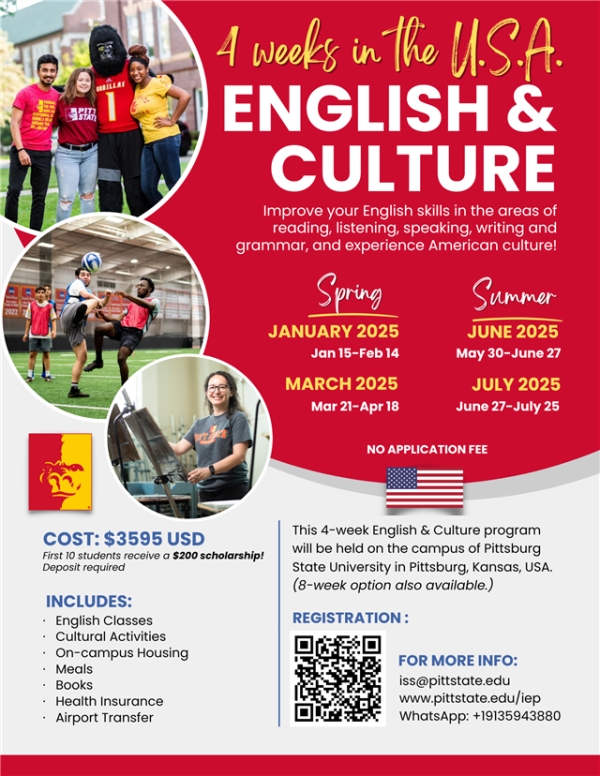 【短期課程】美國匹茲堡州立大學短期語文研習營 PSU 4-week English &amp; Culture Sessions: Spring &amp; Summer 2025